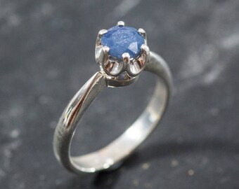 Real Sapphire Ring, Natural Sapphire, Promise Ring, Genuine Sapphire, September Birthstone, Blue Ring, Silver Promise Ring, Vintage Rings