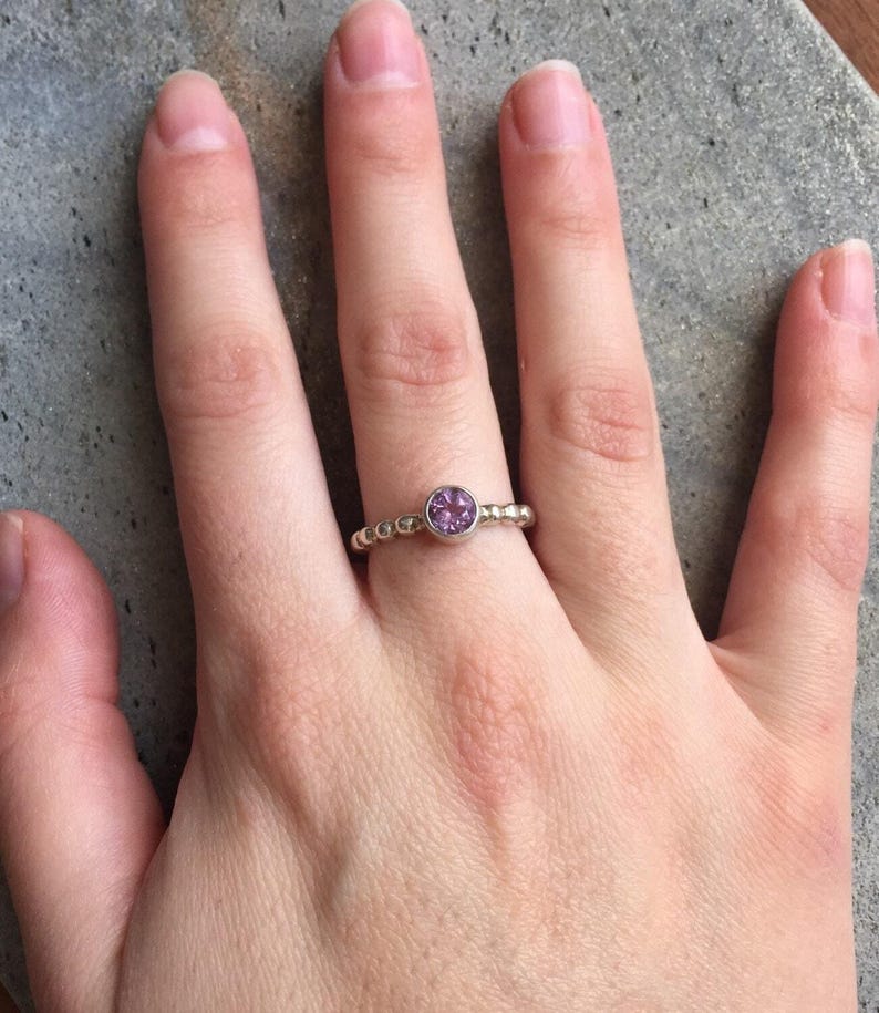 Dainty Amethyst Ring, Natural Amethyst, Natural Purple Amethyst Ring, February Birthstone Ring, Delicate Stack Ring, Purple Stone Ring