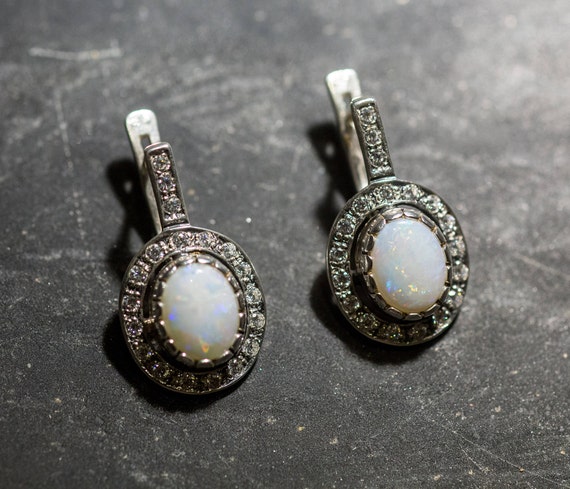 Antique Opal Earrings Natural Opal Earrings Australian Opal