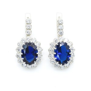 Blue Sapphire Earrings, Princess Diana Earrings, Royal Blue Earrings, Something Blue Earrings, Bridal Earrings, Blue Earrings