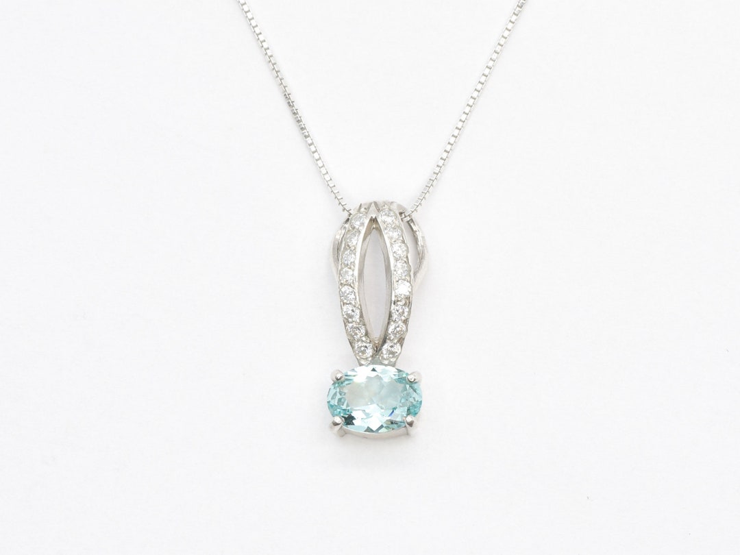 Aquamarine Pendant, Created Aquamarine, Blue Aqua Necklace, Blue ...