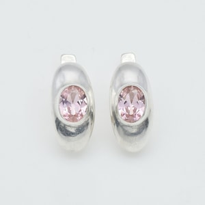 Pink Earrings, Morganite Earrings, June Birthstone, Pink Oval Earrings, Simple Earrings, Bridal Earrings, Adina Stone, 925 Sterling Silver