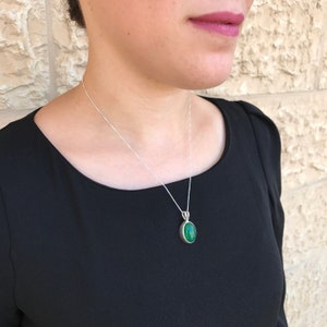 Emerald Pendant, Antique Pendant, Vintage Pendant, Green Pendant, Emerald Chain, Silver Pendant, Sterling Silver, Silver Chain, Green Chain image 10