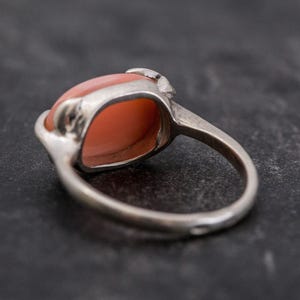 Blattring, Naturkorallenring, Horizontaler Ring, Geburtssteinring für März, Rosa Korallenring, Engelskoralle, Vintage-Ringe, Ring aus massivem Silber Bild 9