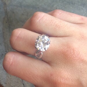Engagement Ring, 2 carat Diamond, Lab-grown diamond c.z. Ring, Bridal diamond Ring, Sparkly Ring, Promise Ring, Solid Silver Ring, 4 Carat image 3