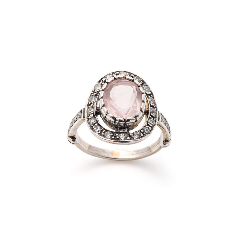 Rose Quartz Ring, Vintage Ring, Love Ring, Antique Ring, Pink Ring, Solid Silver Ring, Vintage Rings, Pure Silver, Diamond Shape, Pink Stone image 8