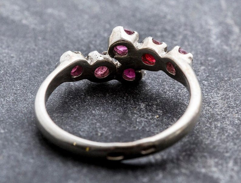 Natural Ruby Ring, Ruby Ring, Vintage Rings, July Birthstone, 6 Stone Ring, Solid Silver, July Ring, Red Ruby, Statement Ring, Real Ruby image 10