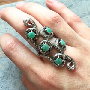 Leaf Ring, Emerald Ring, Vintage Rings, Antique Ring, Antique Emerald Ring, Vintage Emerald Ring, May Birthstone, Solid Silver Ring image 2