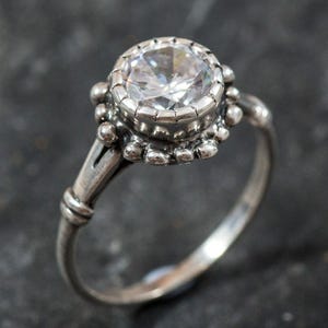 Diamond Ring, Created Diamond Ring, Created Diamond, Promise Ring, Cubic Zircon Ring, Vintage Ring, Solid silver Ring, Bridal Ring, Diamond