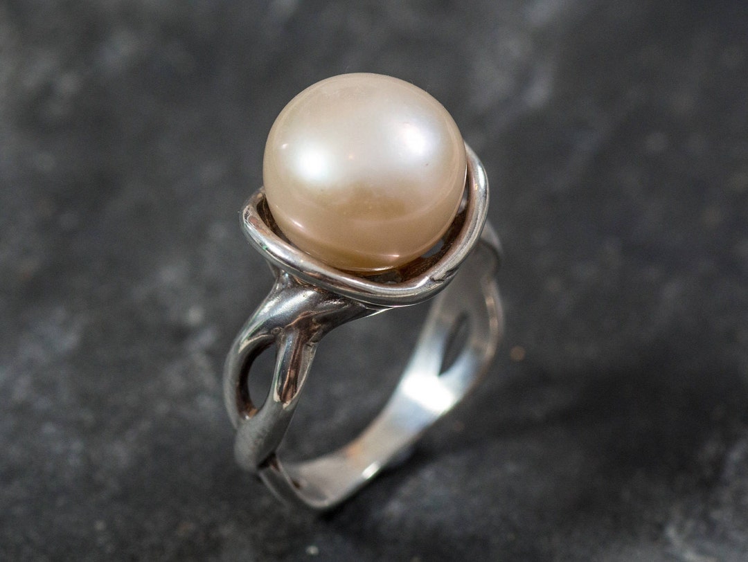 White Pearl Ring Promise Ring Natural Pearl June Birthstone