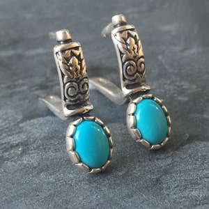 Turquoise Earrings, Real Turquoise, Sleeping Beauty Turquoise, Arizona Turquoise, Natural Turquoise, Pure Silver, Solid Silver, Tribal image 3
