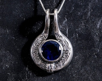 Egyptian Blue Pendant, Sapphire Pendant, Vintage Pendant, Created Sapphire, Blue Sapphire, Ancient Egypt Pendant, Blue Pendent, Sapphire