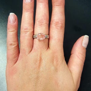 Morganite Ring, Created Morganite, Pink Diamond Ring, Pink Bohemian Ring, Pink Ring, Horizontal Ring, Vintage Rings, Silver Ring, Morganite image 8
