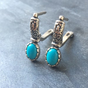 Turquoise Earrings, Real Turquoise, Sleeping Beauty Turquoise, Arizona Turquoise, Natural Turquoise, Pure Silver, Solid Silver, Tribal image 6