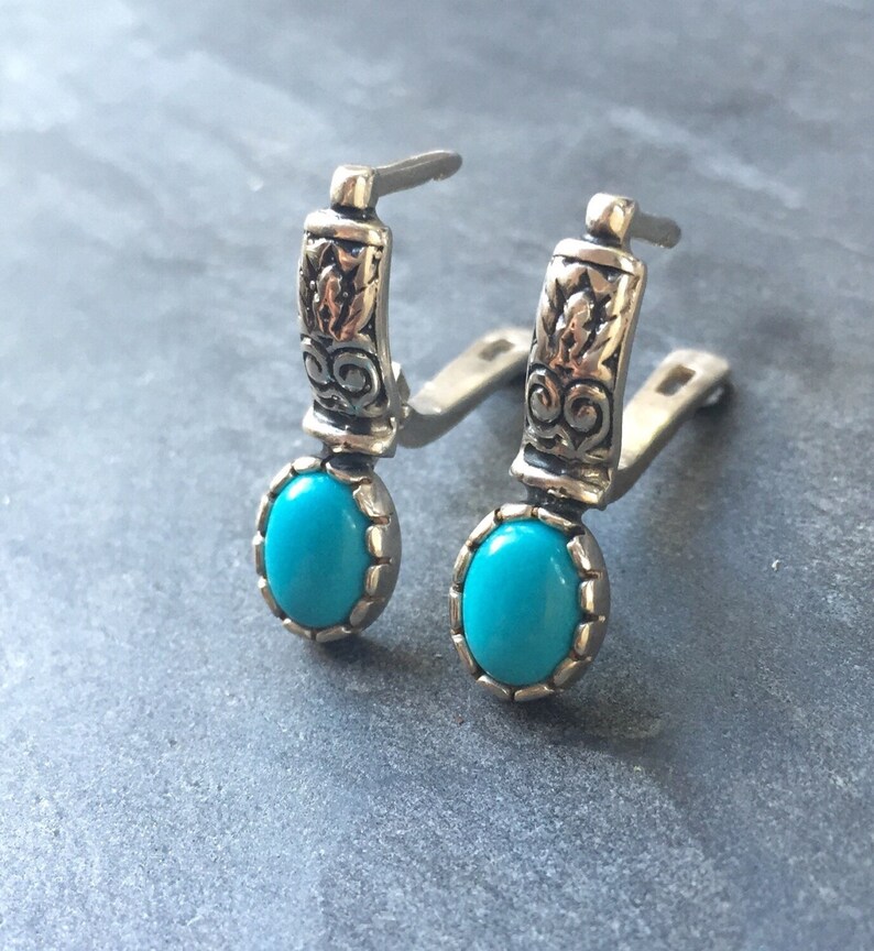 Turquoise Earrings, Real Turquoise, Sleeping Beauty Turquoise, Arizona Turquoise, Natural Turquoise, Pure Silver, Solid Silver, Tribal image 6