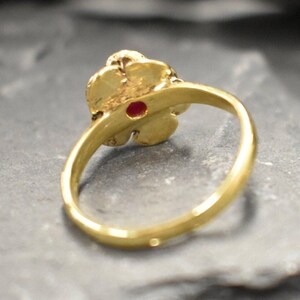 Ruby Ring, Gold Ruby Ring, Natural Ruby Ring, July Birthstone, Gold Flower Ring, Vintage Flower Ring, Gold Floral Ring, Solid Silver Ring image 10