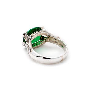 Anillo de esmeralda, anillo de esmeralda vintage, anillo verde esmeralda, esmeralda creada, anillos vintage, anillo de plata vintage, anillo horizontal, gema horizontal imagen 10