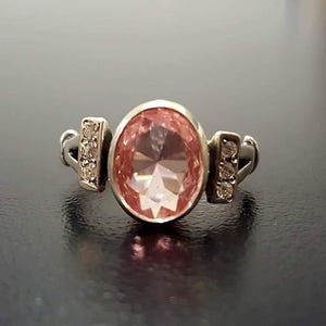 Morganite Ring, Created Morganite, Pink Ring, Pink Vintage Ring, Pink Diamond Ring, Valentines Gift, Pink Morganite Ring, 925 Silver Ring image 8