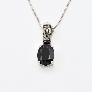 Black Onyx Necklace, Natural Onyx Necklace, Vintage Onyx Necklace, Black Oval Necklace, Silver Tribal Pendant, Artistic Pendant, Adina Stone