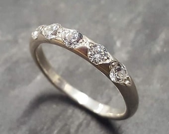 Diamond Band, Created Diamond, Stackable Band, Half Eternity Ring, Stackable Ring, Wedding Band, Sparkly Ring, Silver Band, 925 Silver Ring
