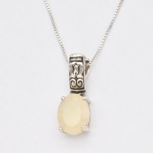 Fire Opal Pendant, GENUINE Opal Necklace, Ethiopian Opal, October Birthstone Necklace, Bridal Opal Pendant, White Pendant, Adina Stone