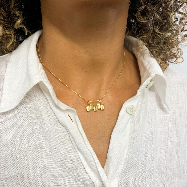 Citrine Pendant, Baguette Pendant, Natural Citrine, Emerald Cut Necklace, November Birthstone, Dainty Yellow Pendant, Solid Silver Pendant image 7