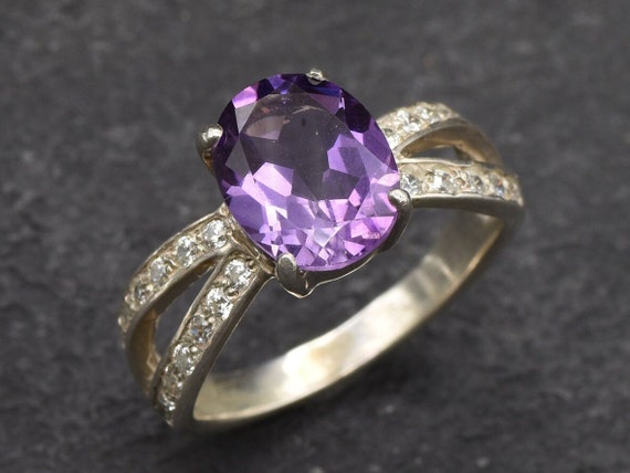 Amethyst engagement deals ring etsy