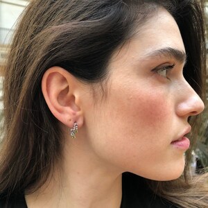 Emerald Earrings, Natural Emerald, Natural Ruby, Red and Green, Vintage Earrings, May Birthstone, July Birthstone, Antique, Solid Silver image 9