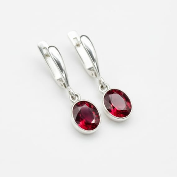 Orecchini Pendenti In Argento 925 Con Vera Rosa Conservata - Forma Ovale, In Confezione Regalo - Gioiello Floreale Unico