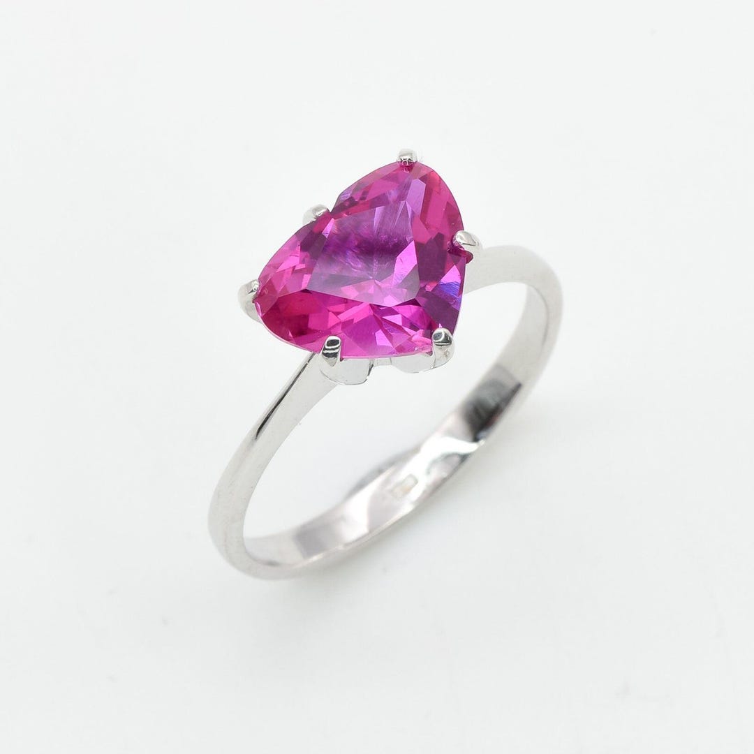 Pink Heart Ring, Created Alexandrite, Alexandrite Ring, Pink ...