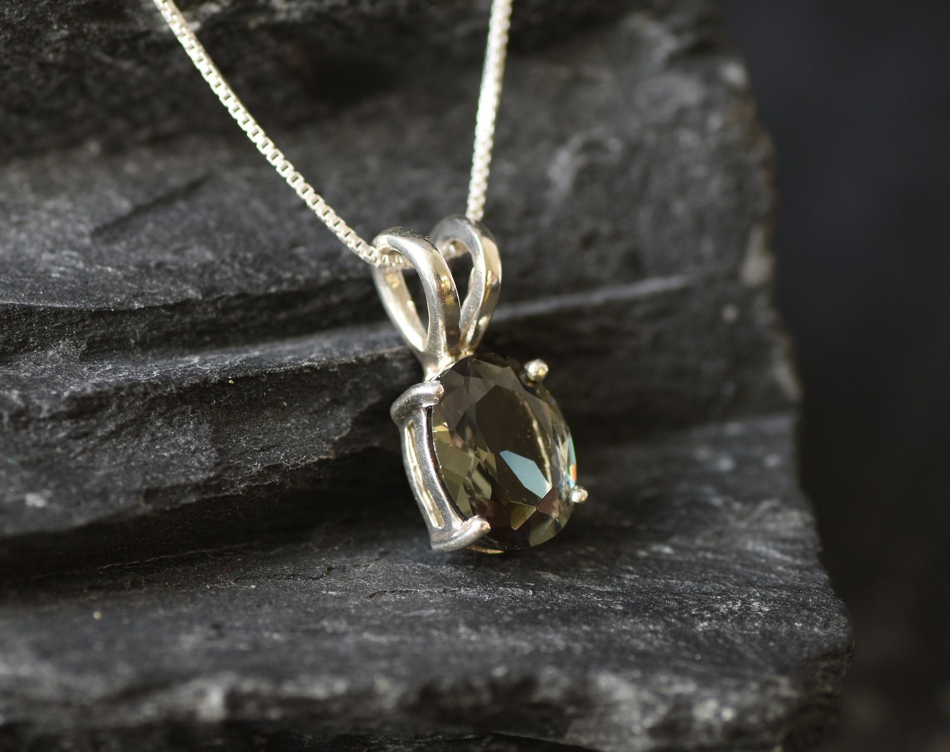 Green Diamond Pendant Created Green Diamond Green Oval Etsy UK