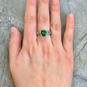 Tribal Ring, Emerald Ring, Created Emerald, Green Vintage Ring, Green Diamond Ring, Sparkly Ring, Green Emerald Ring, Sterling Silver Ring image 7