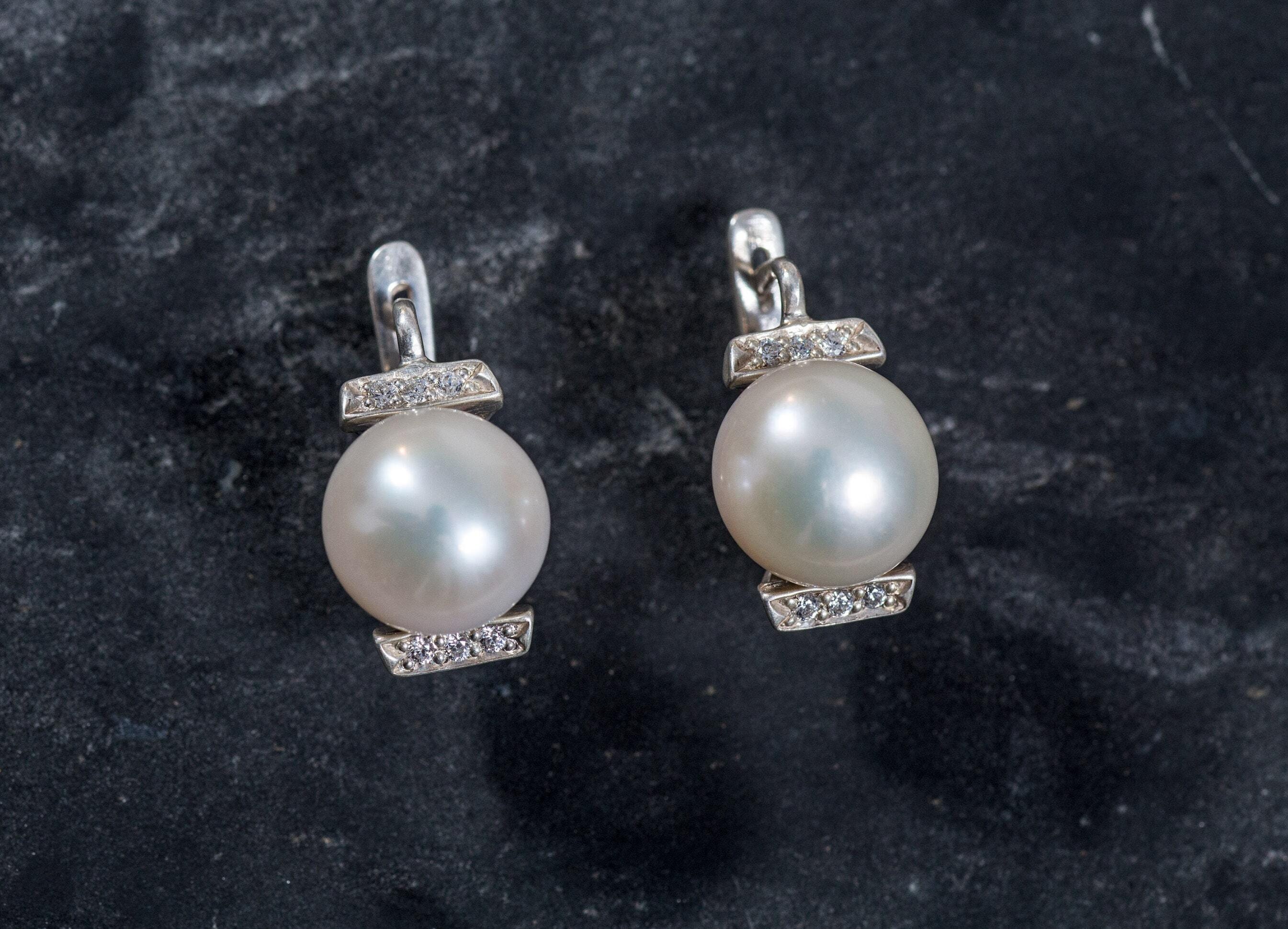 White Pearl Earrings, Natural White Pearl, June Birthstone