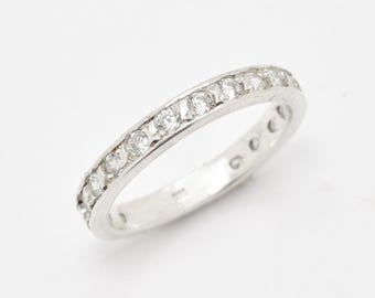 Diamond Ring, Created Diamond, Full Eternity Ring, Diamond Band, Vintage Band, Silver Band, Wedding Band, Vintage Wedding Ring, Solid Silver