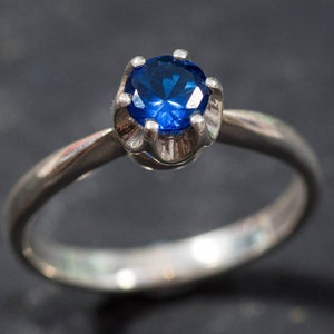 Sapphire Ring, Sapphire Promise Ring, Created Sapphire, Blue Promise Ring, Proposal Ring, Blue Sapphire, Solid Silver Ring, Sapphire