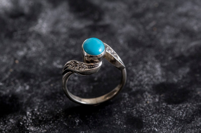 2 Carats Vintage Ring Natural Turquoise Solid Silver Ring Arizona Turquoise Sleeping Beauty Turquoise Turquoise Ring Real Turquoise