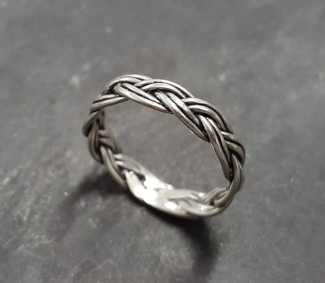 Braided Band, Solid Silver Ring, Stackable Ring, Branch Ring, Dainty ...