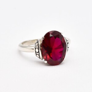 Red Ruby Ring, Created Ruby Ring, Red Tribal Ring, Large Ruby Ring, July Birthstone Ring, Ruby Statement Ring, Vintage Ring, Adina Stone image 3