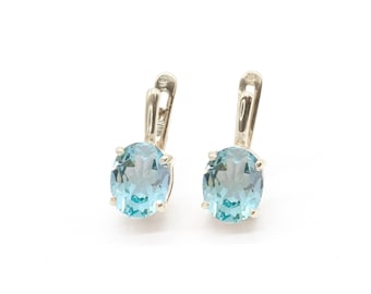 Aquamarin Ohrringe, erstellt Aquamarin, blaue Diamant Ohrstecker, blaue Vintage Ohrringe, zierliche blaue Ohrringe, Aqua Ohrringe, 925 Silberohrringe