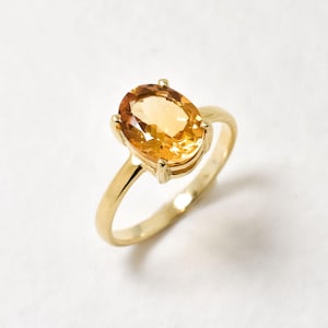Gold Citrin Ring, Natürlicher Citrin, November Ring, Gold Solitaire Ring, Vintage Gold Ring, Gelber Diamant Ring, 925 Silber Ring