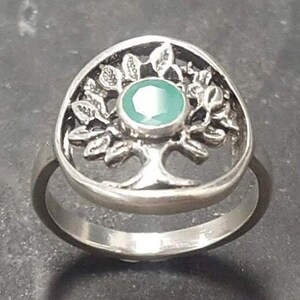 Green Emerald Ring, Natural Emerald Ring, May Birthstone, Silver Tree Ring, Vintage Tree Ring, Tree Of Life Ring, May Ring, 925 Silver Ring image 8