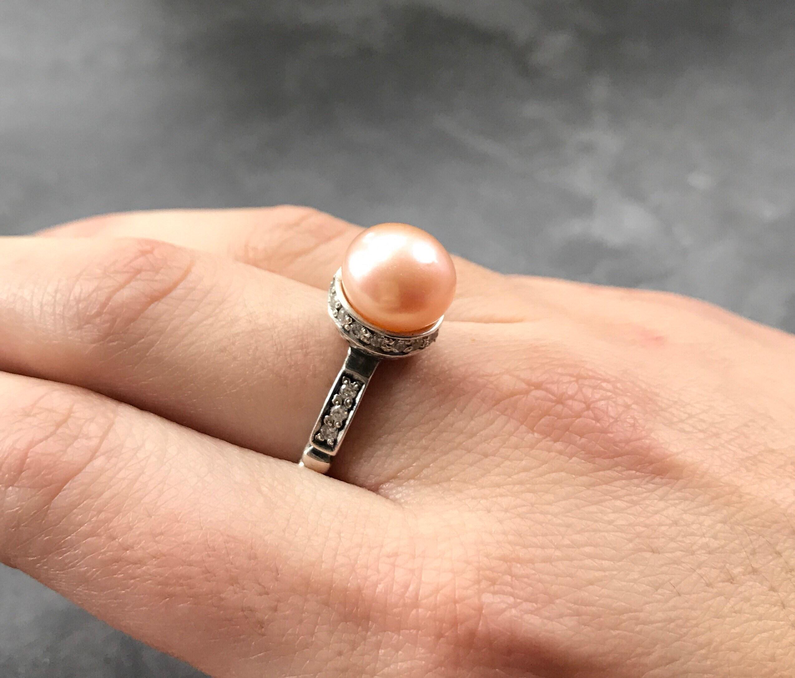 Black Pearl Ring, Natural Black Pearl, June Birthstone