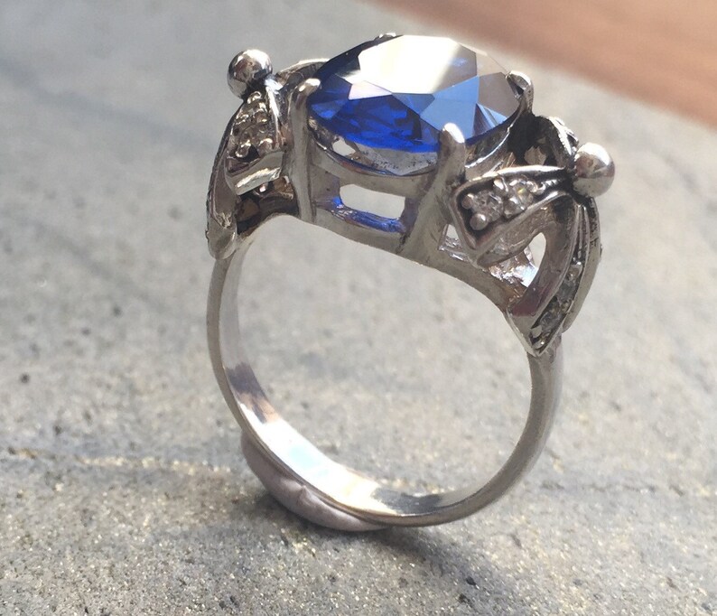 Ribbon Ring Blue Sapphire Ring Vintage Sapphire Ring - Etsy UK