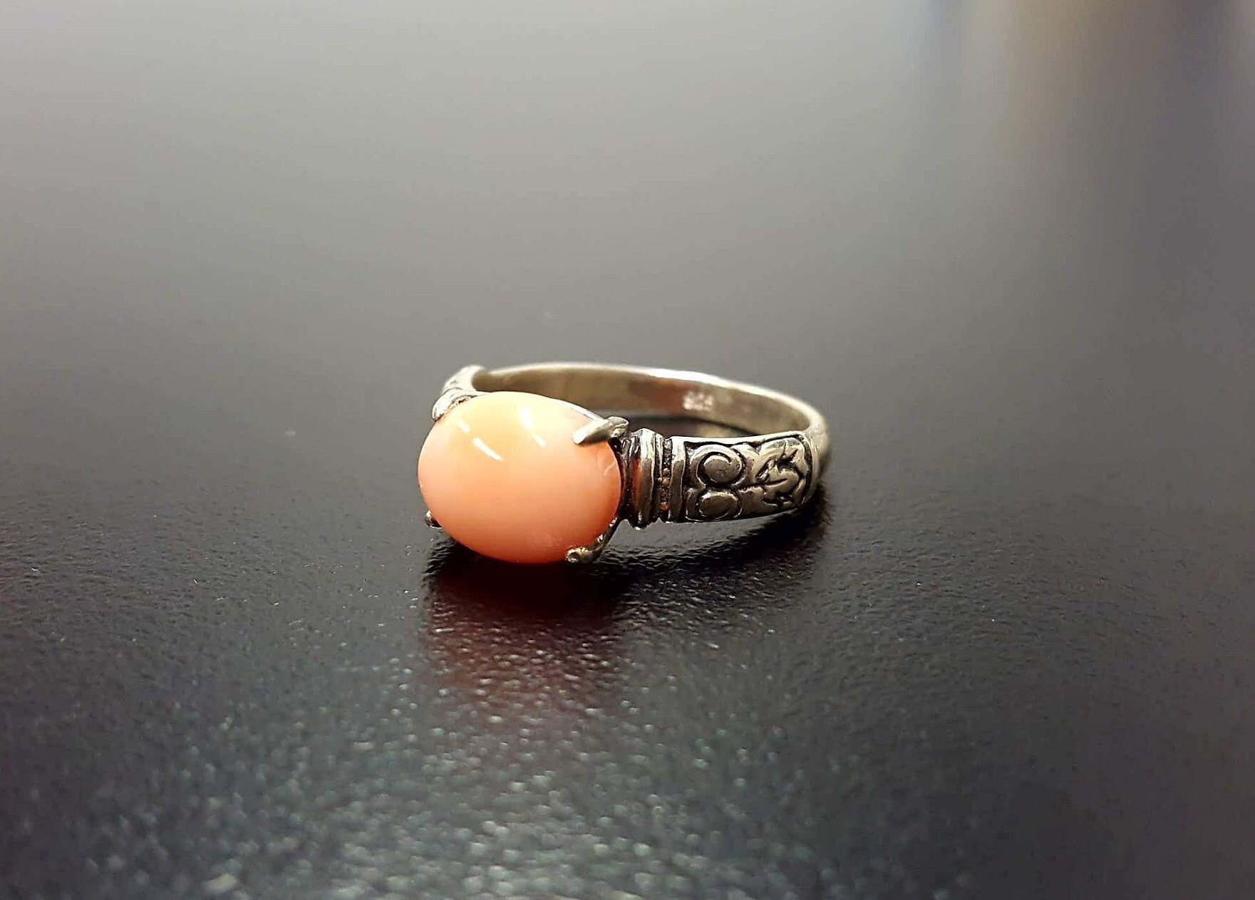 Vintage Handmade 5.35 Carat Coral Ladies Ring,925 Sterling Silver,Handmade Christmas Gift
