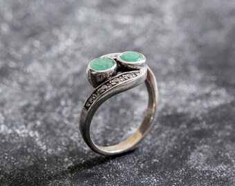 Unique Vintage Ring, Natural Emerald Ring, Emerald Ring, Stones