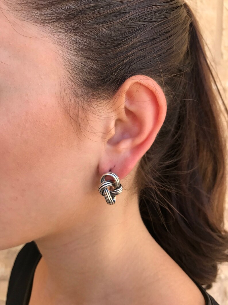 Knot Earrings Artistic Earrings Sterling Silver Statement Earrings Silver Knot Earrings Silver Earrings Unique Art Earrings