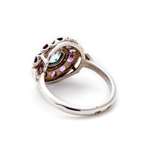 Victorian Ring, Blue Topaz Ring, Amethyst Ring, Birthstone Ring, Round Vintage Ring, Natural Topaz Ring, Round Silver Ring, 925 Silver Ring image 9