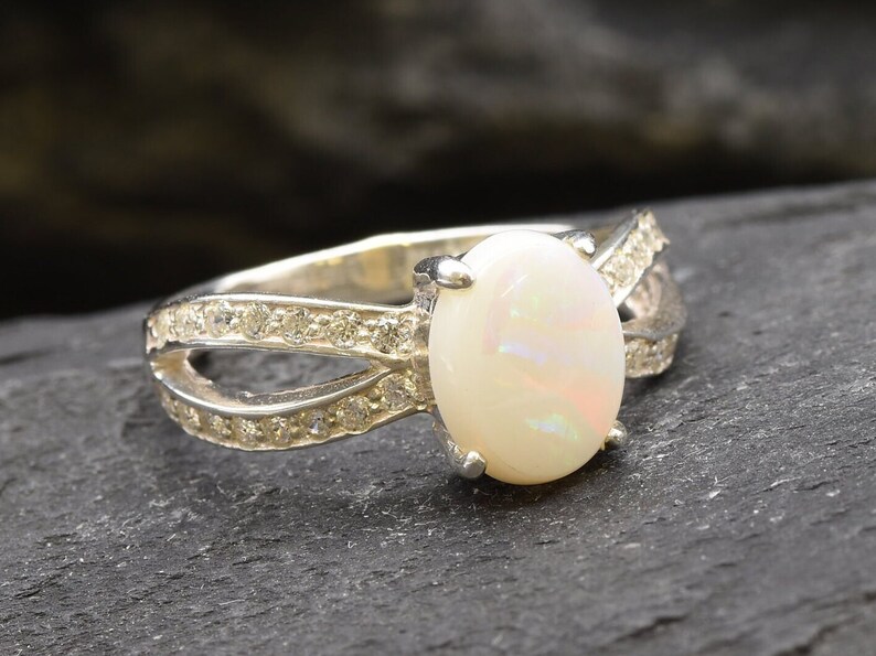 Opal Ring, Natural Opal Ring, Opal Engagement Ring, Australian Opal, Natural Opal, Vintage Opal, Vintage Rings, Antique Opal, Solid Silver image 9