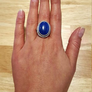 Large Lapis Ring, Lapis Lazuli Ring, Natural Lapis Lazuli, Blue Ring, Victorian Ring, Solid Silver Ring, December Birthstone, Lapis Lazuli image 8