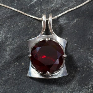 Ruby Pendant, Created Ruby Pendant, Statement Pendant, Red Ruby Pendant, Solid Silver Pendant, Red Pendant, Large Ruby Pendant, Created Ruby image 3